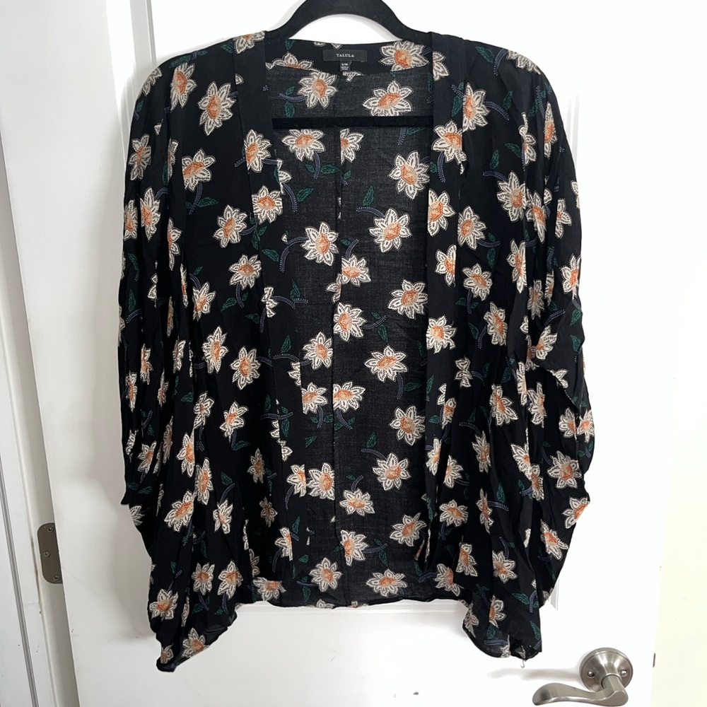 Talula Floral Black Kimono Cardigan Cover Up Size S/M